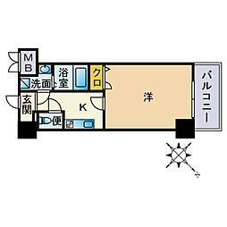 エンクレスト祇園 1Kの間取図画像