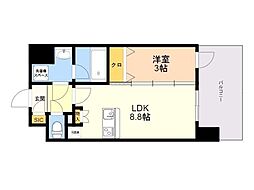 レジデンス百年橋リバーサイド 1LDKの間取図画像