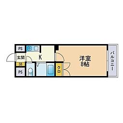 リファレンス住吉 1Kの間取図画像