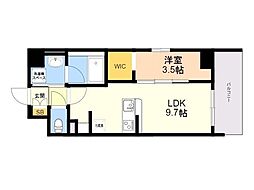 フェロー博多駅南 1LDKの間取図画像