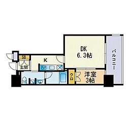 パークレジデンシャル博多 1LDKの間取図画像