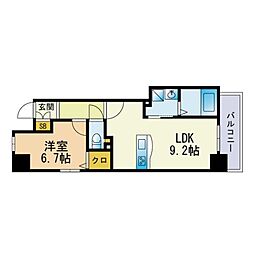 プレジールT・J 1LDKの間取図画像