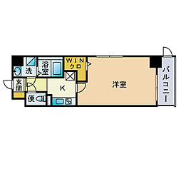 ＬＵＸＣＡＳ　ＦＵＫＵＯＫＡ　ＥＡＳＴ 4階1Kの間取り