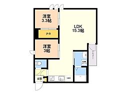 REGALEST サンメゾン箱崎 2LDKの間取図画像