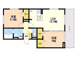 DーROOM原町駅南 2LDKの間取図画像