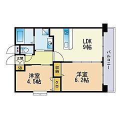 ラファセエスティーロ箱崎駅前 2LDKの間取図画像