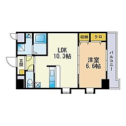 HF福岡レジデンスEAST 1LDKの間取図画像