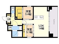 MODERN ASPIRATION 箱崎AXIA 2LDKの間取図画像