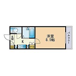パティオス東公園 1Kの間取図画像