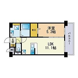 レトワール吉塚 1LDKの間取図画像