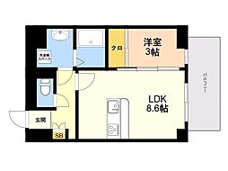 KL箱崎 1LDKの間取図画像