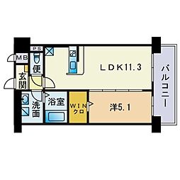 ヴィンテージ箱崎東 1LDKの間取図画像