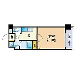 サヴォイスタジオスイーツ 1Kの間取図画像