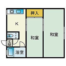 レジデンスたちばな 2Kの間取図画像