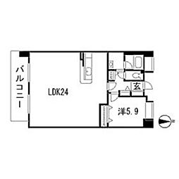リジェール箱崎 1LDKの間取図画像
