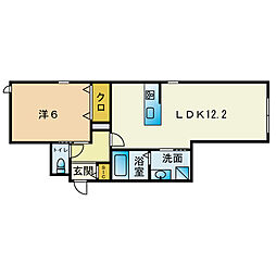 ヴィブレイン博多 1LDKの間取図画像