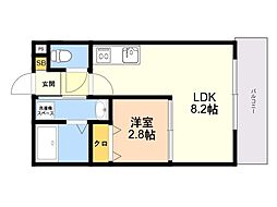 THE NOBLES 福岡空港前 1LDKの間取図画像