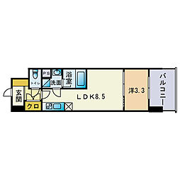 AIFLAT吉塚駅前 1LDKの間取図画像
