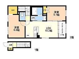仮)仲原2丁目新築アパート 2LDKの間取図画像