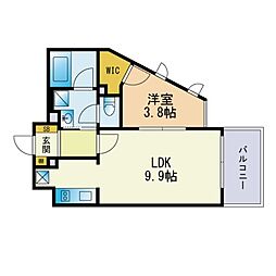 ビエネスタ千代県庁口 1LDKの間取図画像