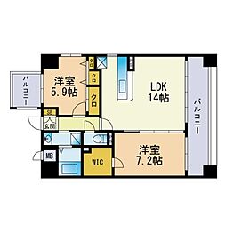セゾン・ドール貝塚 2LDKの間取図画像