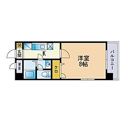 スクレーパー東 1Kの間取図画像