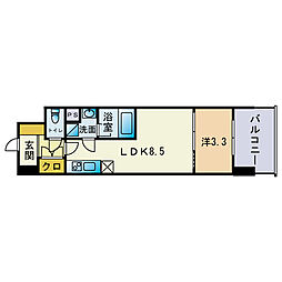 AIFLAT吉塚駅前 1LDKの間取図画像