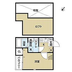 ハッピーフォエバー箱崎 1Kの間取図画像