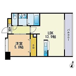 エスティメゾン博多東 1LDKの間取図画像