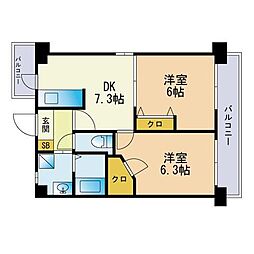 JAMM'S松島 2DKの間取図画像