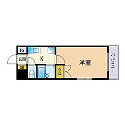 リファレンス県庁口 1Kの間取図画像