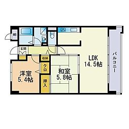 フェリーチェ原田2 2LDKの間取図画像