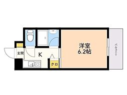 アバンダント21 1Kの間取図画像