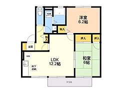 ハイカムール・デビュー 2LDKの間取図画像