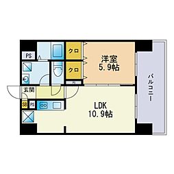 フェリススクエア 1LDKの間取図画像