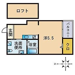 タスク箱崎 ワンルームの間取図画像