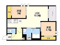 REGALEST Maple 千早 2LDKの間取図画像
