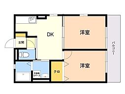 コンフォート7 2DKの間取図画像