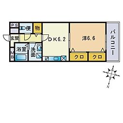 ジュネス和白丘 1DKの間取図画像