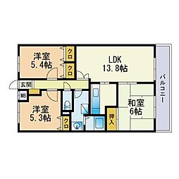 プレステージ和白3 3LDKの間取図画像