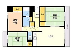 ふよう香椎浜ハイツ5-2 3LDKの間取図画像