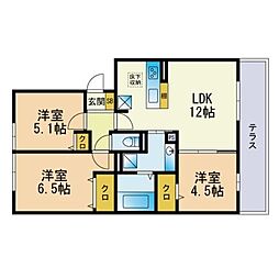 セリシールA棟 3LDKの間取図画像