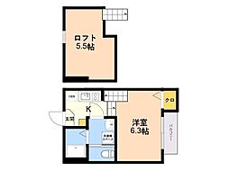 ハーモニーテラス九産大前駅 1Kの間取図画像