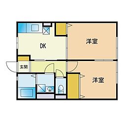M&S10番館 2DKの間取図画像