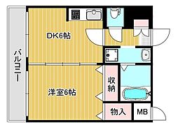 イーストヒルズ和白丘 1DKの間取図画像