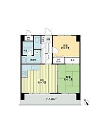 ライオンズマンション香椎駅東 2DKの間取図画像