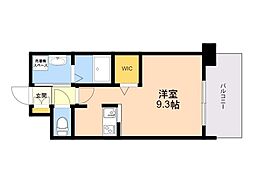 エンクレスト香椎参道 ワンルームの間取図画像