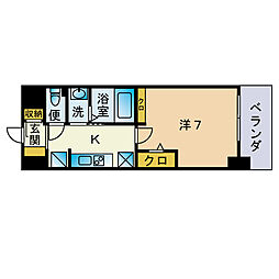 NDG九産大前byNudge'one. 1Kの間取図画像