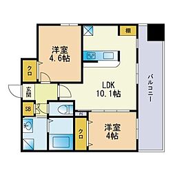 ランドマーク和白 2LDKの間取図画像