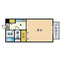 グリーンハイム 1Kの間取図画像